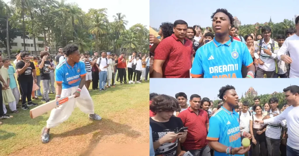 IShowSpeed plays cricket wearing dhoti and Virat Kohli jersey VKFxMY